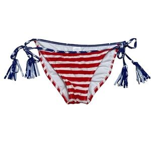 Xhilaration Patriotic Red White and Blue Tie Tassel Bikini Bottom Size L
